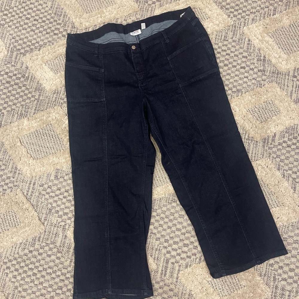 D&Co Denim & Company Dark Denim Wide Leg Blue Jeans Plus Size 26W Petite